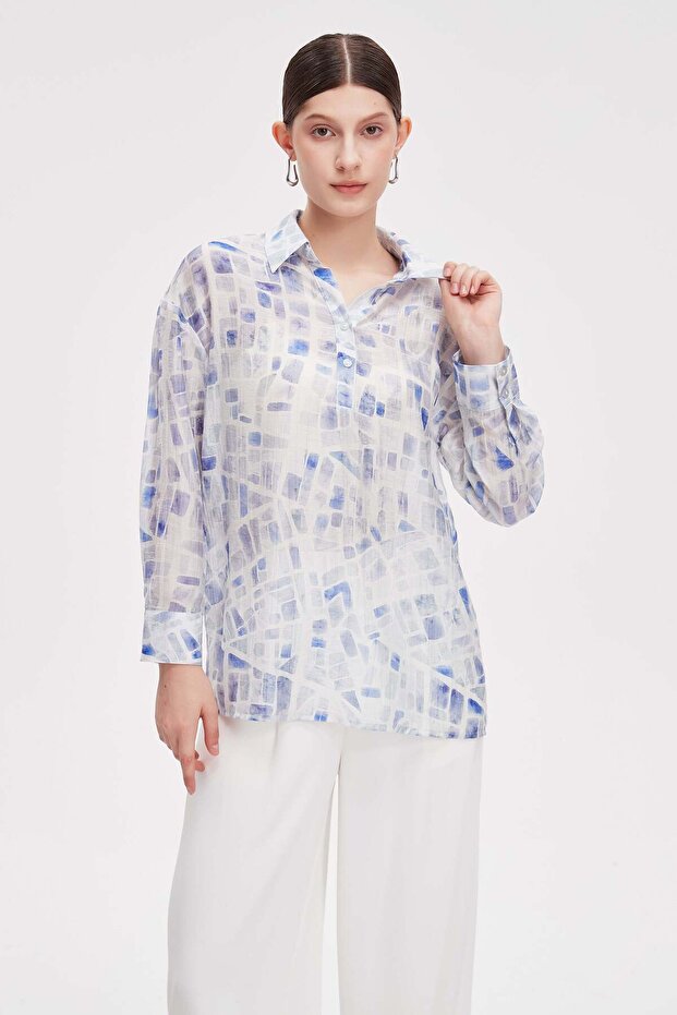 Printed Shirt with Button Detail
