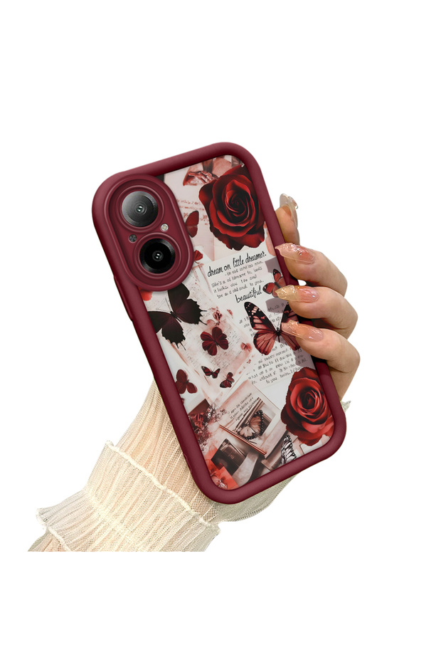 Realme C67 4g Compatible Rose and Butterfly Case, Retro Collage Book Page Art Motif