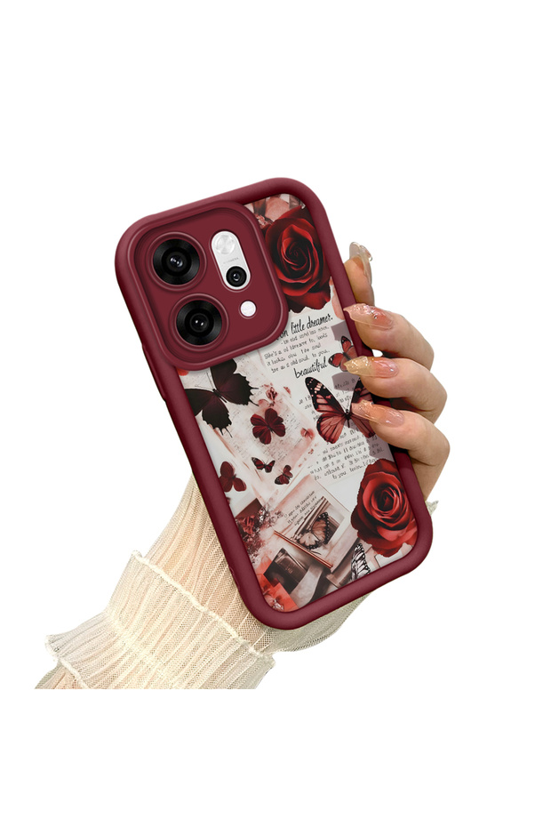 Oppo Reno14 Pro Compatible Rose and Butterfly Case, Retro Collage Book Page Art Motif