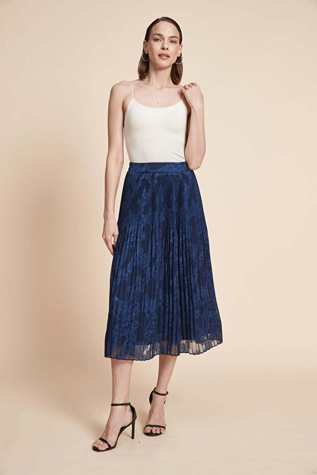 Midi Patterned Relaxed Skirt