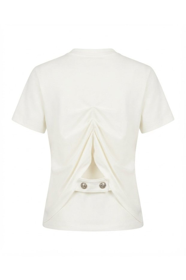 Ecru Padded Drawstring T-Shirt