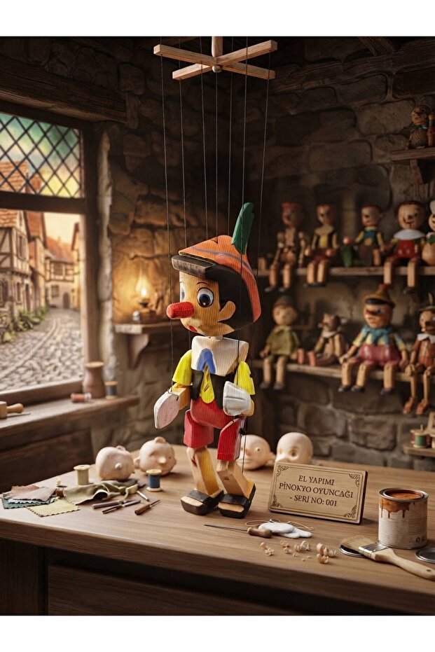 Wooden Pinocchio Puppet Educational Toy Preschool Puppet Decorative Object 20 cm
