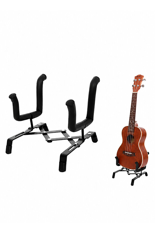 Universal Musical Instrument Stand, Padded Floor Stand with Wide Stable Base & Protective Support Arms, Compact Instrument Holder for Ukuleles