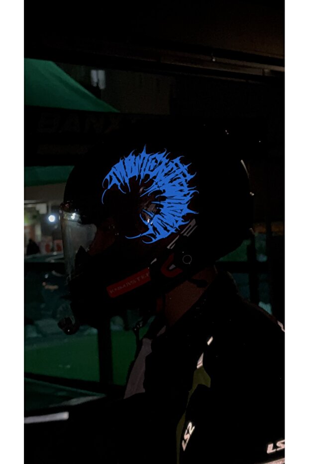 Glowing Half Gothic Tribal Helmet Sticker with Reflective Flash for Motorcycle and Helmet