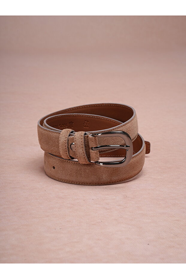 100% Genuine Suede Leather Classic Antique Nickel Buckle Belt 3 cm