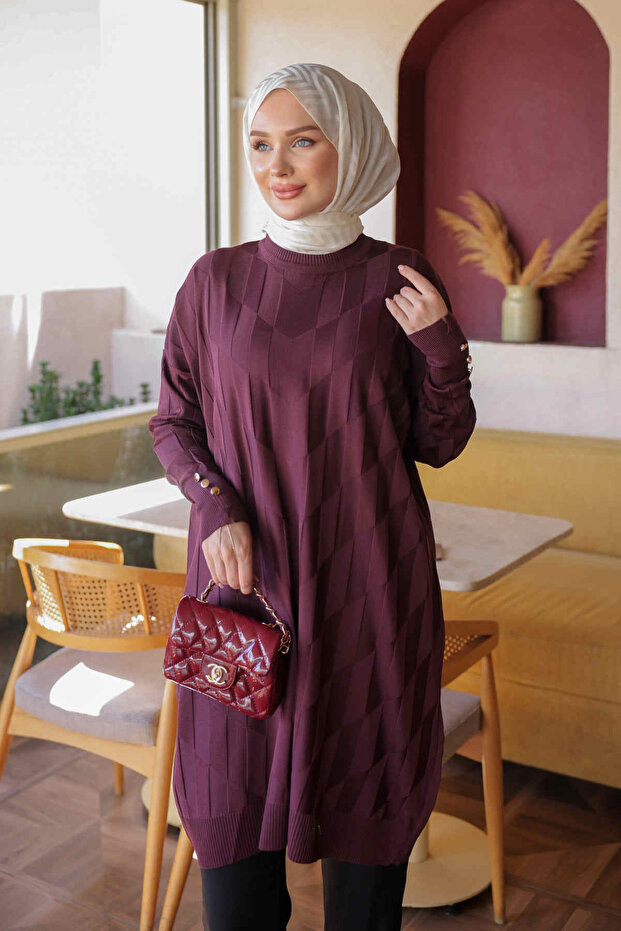 Plum Cold Yarn Knitwear Tunic