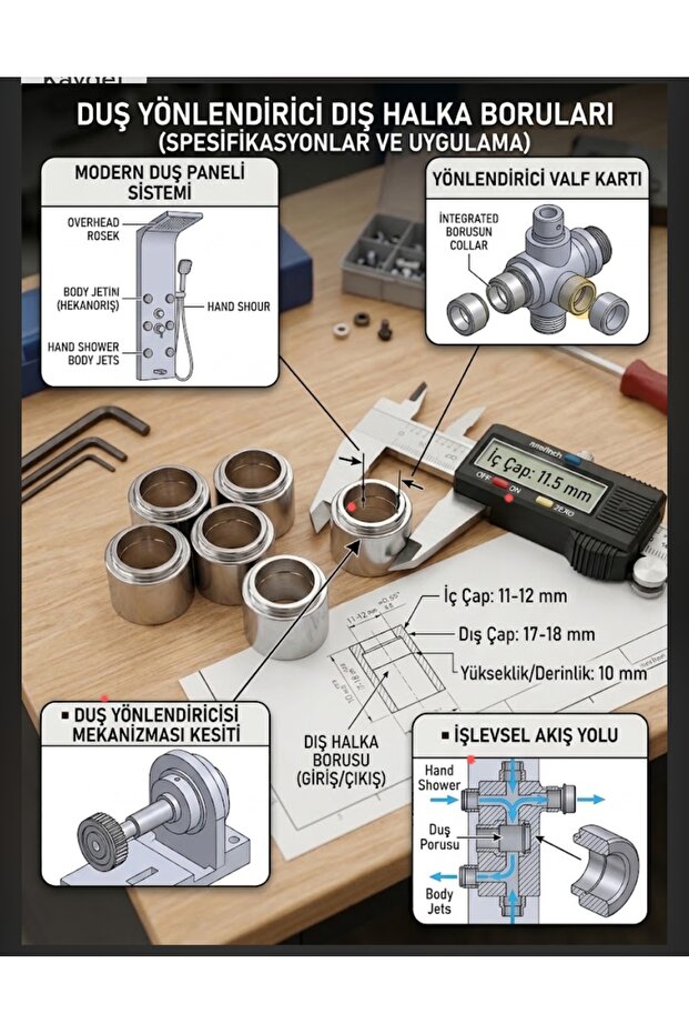4-Piece Shower Diverter Metal Outer Ring Tube Set (Inner Diameter: 11-12 Mm, Outer Diameter: 17-18 Mm, Height: 10 mm) Faucet Valve Connection Bushing (135 Characters)