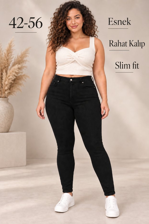 Women's Plus Size Slim Fit Narrow Leg Comfort Lycra Denim Trousers Jeans 42-56