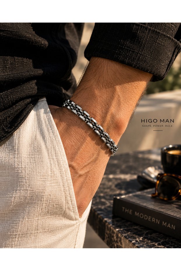 Rovello Double Row Steel Men's Bracelet