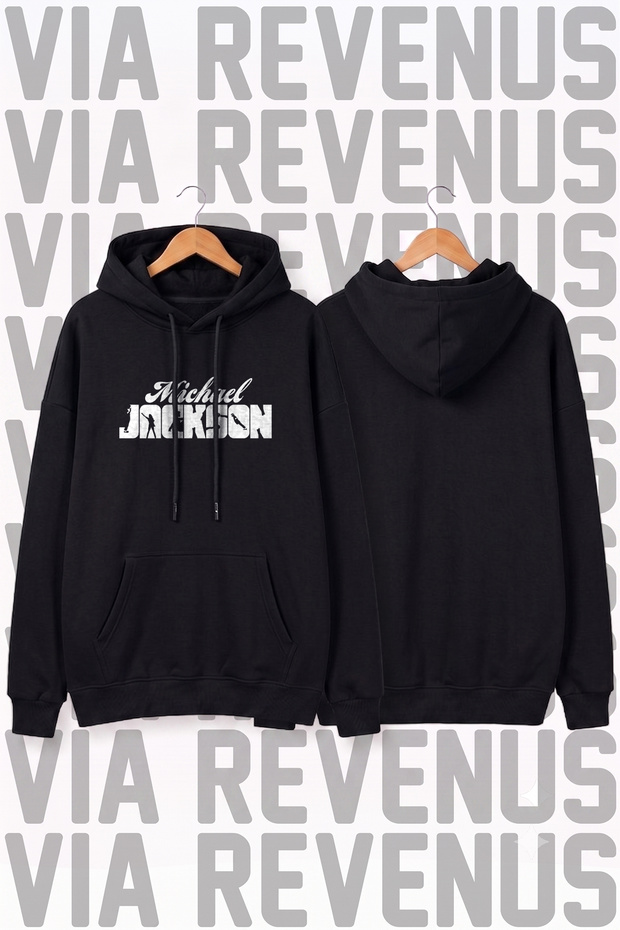 Michael Jackson Printed Unisex Wide Fit Hoodie Sweatshirt - 3-Thread Fleece Hood Lined with Drawstring Detail
