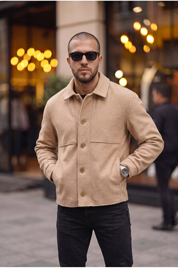 Buttoned Cashmere Jacket with Pocket Detail
