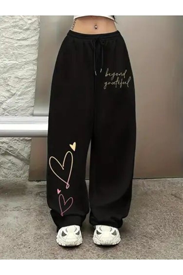 Street Style 3 Threaded Threaded Oversize Wide Leg Sweatpants