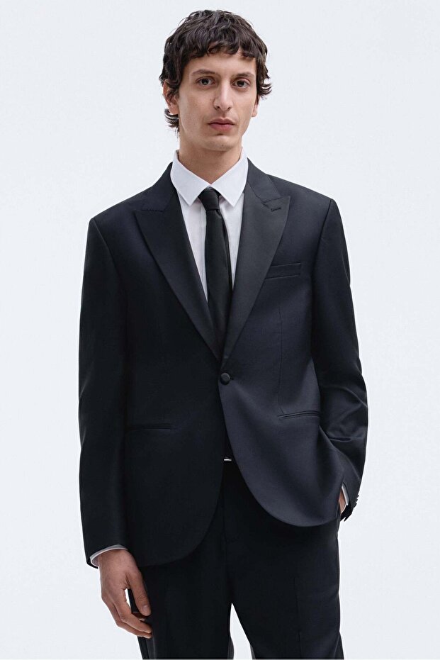 Regular Fit Wool-blend tuxedo jacket