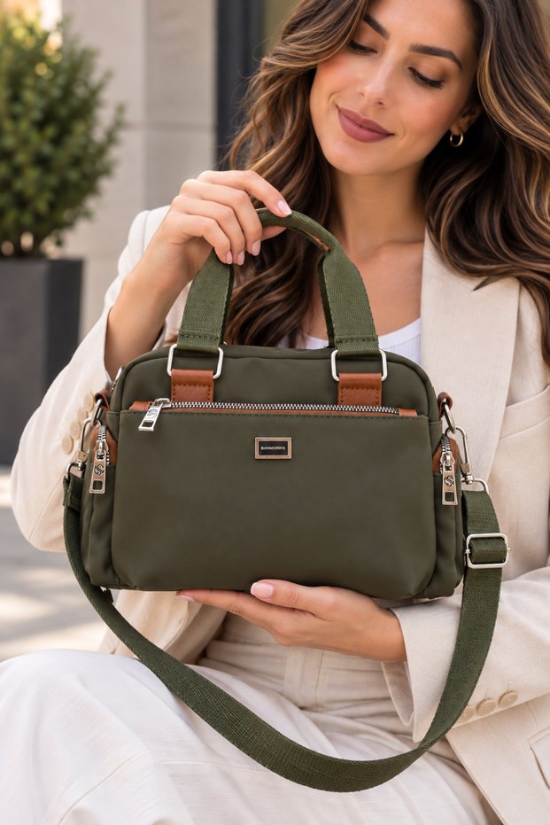 Faux Leather Shoulder Bag – Multi-Compartment, Zippered, Adjustable Crossbody Strap, Casual Bag