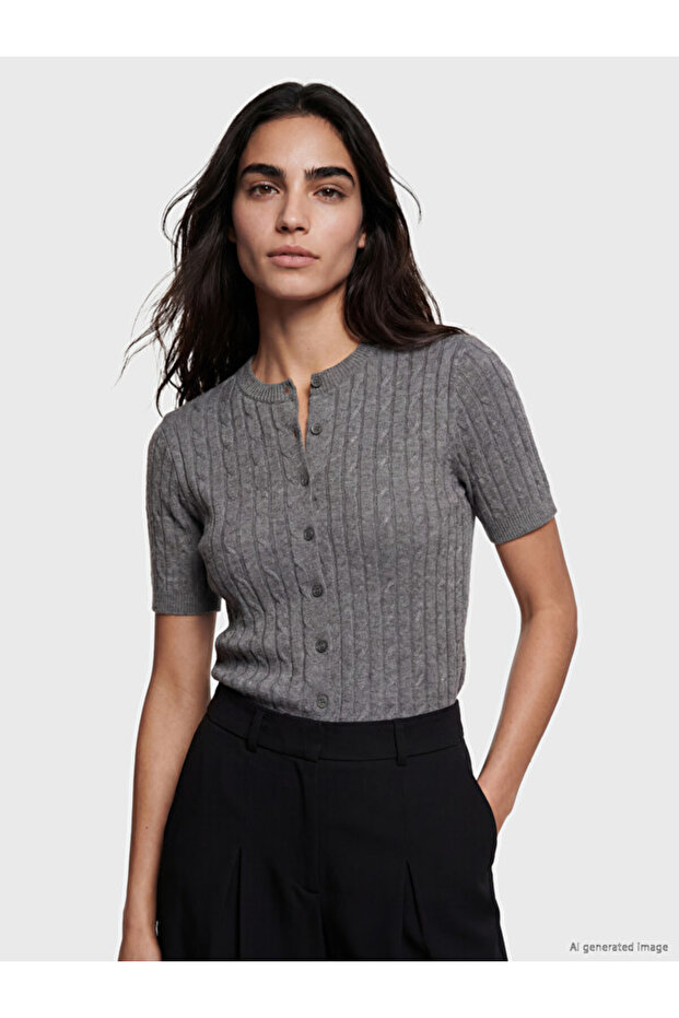 Esvab • Modern & Distinctive Hair Braid Embroidered Women's Knitwear Cardigan