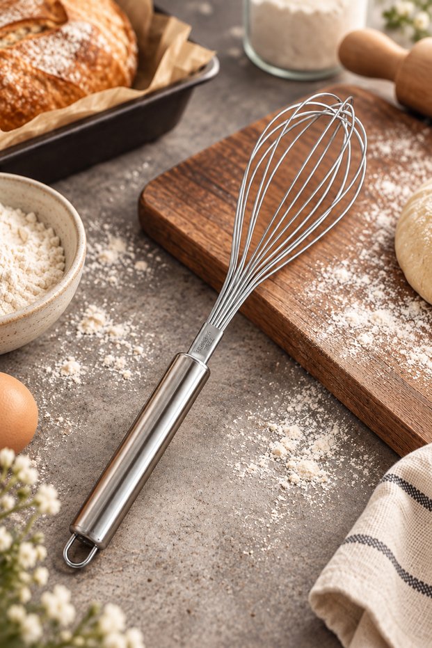 Stainless Steel Whisk Large Size Metal Handle Balloon Whisk Dough Egg Cream Whisk
