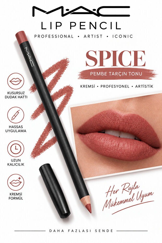 Lip Pencil - Spice Pink Cinnamon Stick Creamy Long-Lasting Lip Pencil
