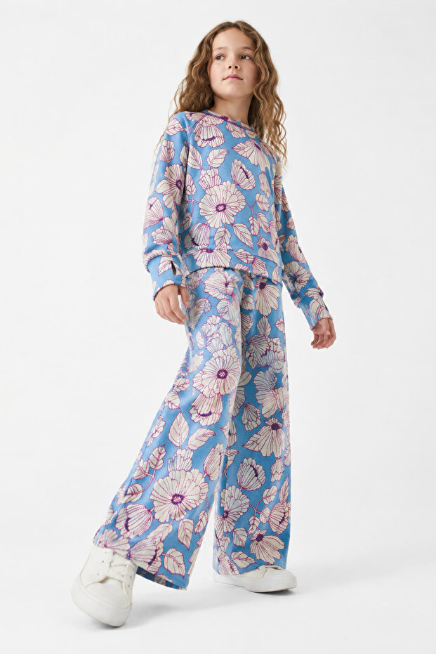 Mori Girl's Jacquard Wide-Leg Pants