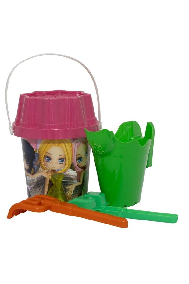 Patterned Round Bucket Beach Set - Cute Fairy Girl Model (Lisinya)