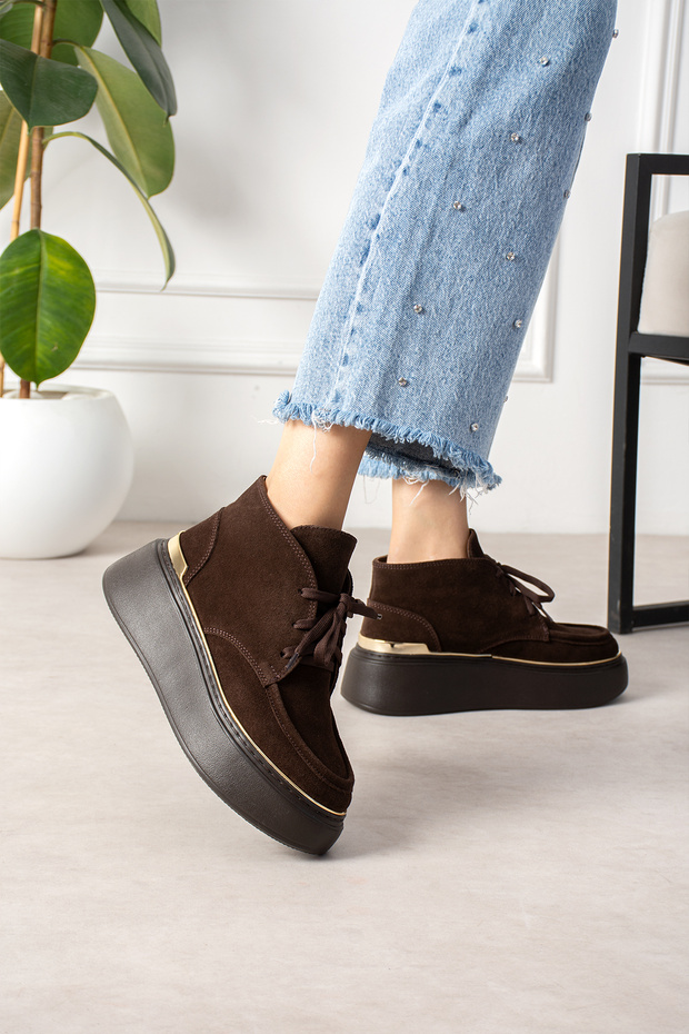 Carmen Genuine Leather Suede Women's Light Sole Casual Brown Boots