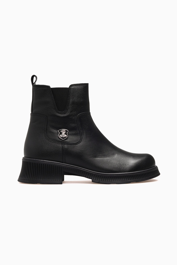 Women's Leather Thick Sole Zippered Daily Boots 26K 2452706K Black