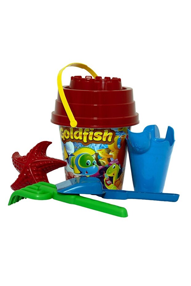 Patterned Round Castle Bucket and Accessories - Shark Pattern (Lisinya)