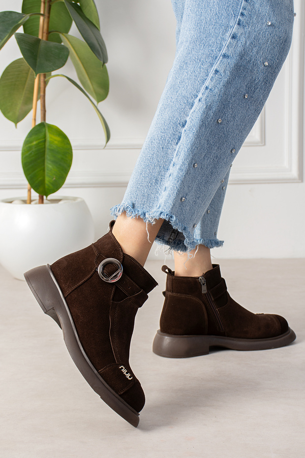 Maria Genuine Leather Suede Women's Daily Brown Boots