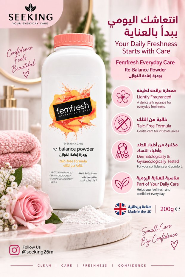Vim Fresh Everyday Care Rebalancing Powder 200g - Scented Powder with a Gentle Fragrance, Talc-Free Formula for Daily Care and Refreshment, Made in the Uk