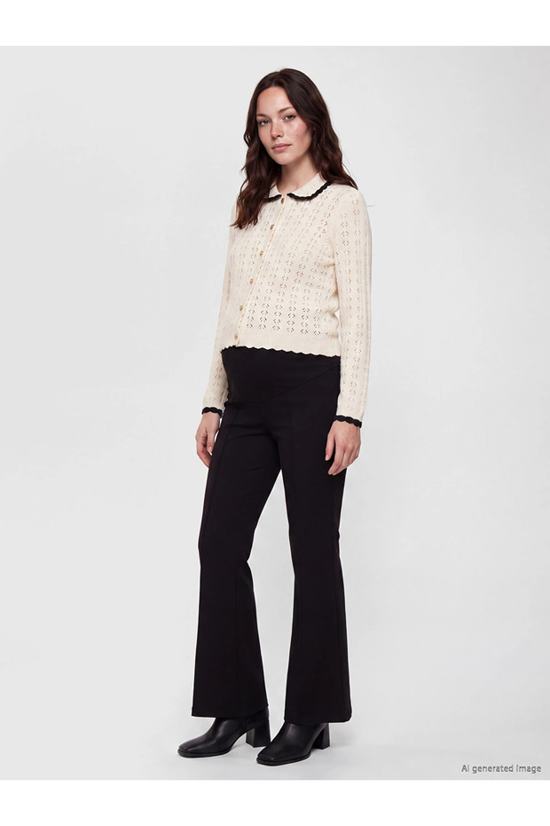 Lcwaikiki Maternity Black Spanish Flared Women's Pants with Abdominal Panel
