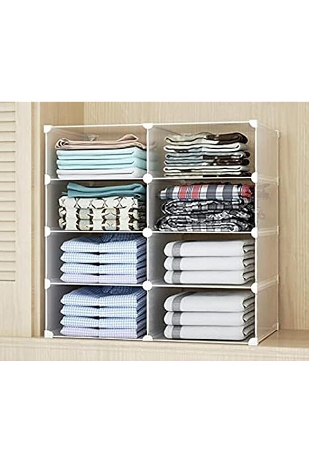 Stackable Closet Organizer Storage Unit, Modular Wardrobe Shelves for Clothes and Home Organization, Made of Mdf
