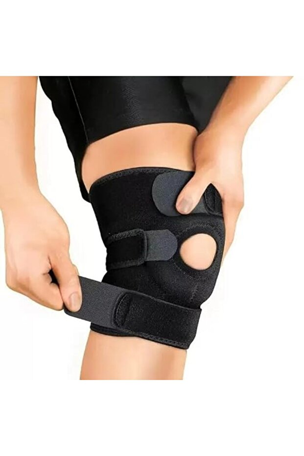 Adjustable Knee Brace for Men & Women, Open Knee Support with Straps, Neoprene Knee Compression Sleeve for Running