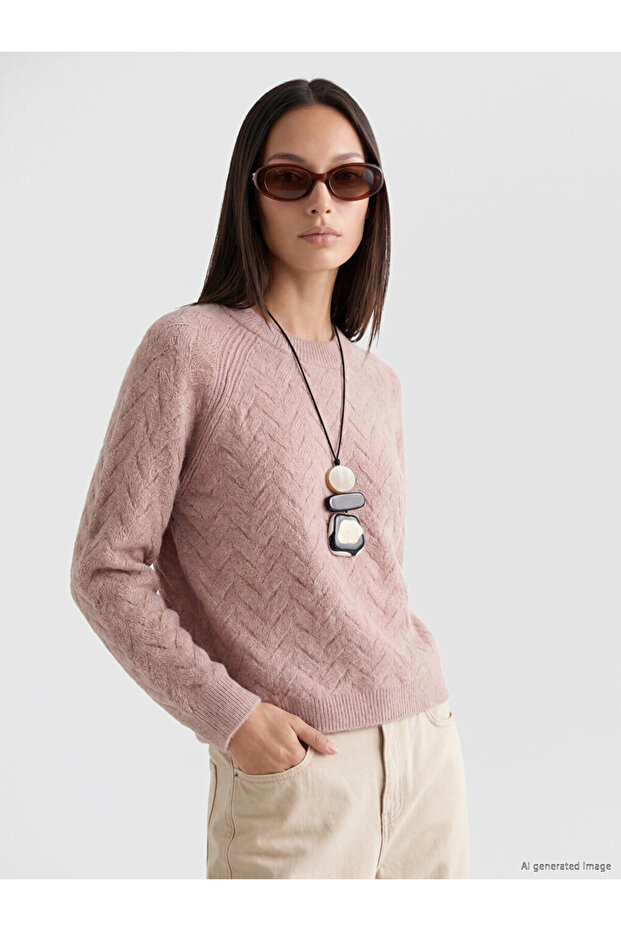Lcw Everyday Lilac Crew Neck Patterned Women's Knitwear Sweater