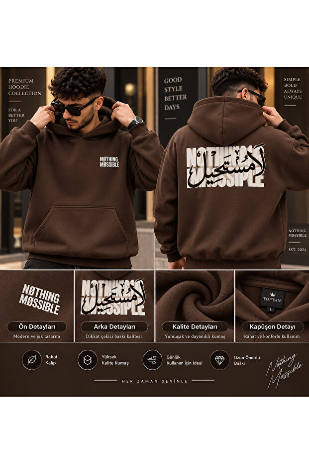 Stylish and Modern Hooded Sweatshirt with an Oversized Cut. With Soft Fabric and a Unique Back Print Design, It Provides a Comfortable and Eye-Catching Appearance.