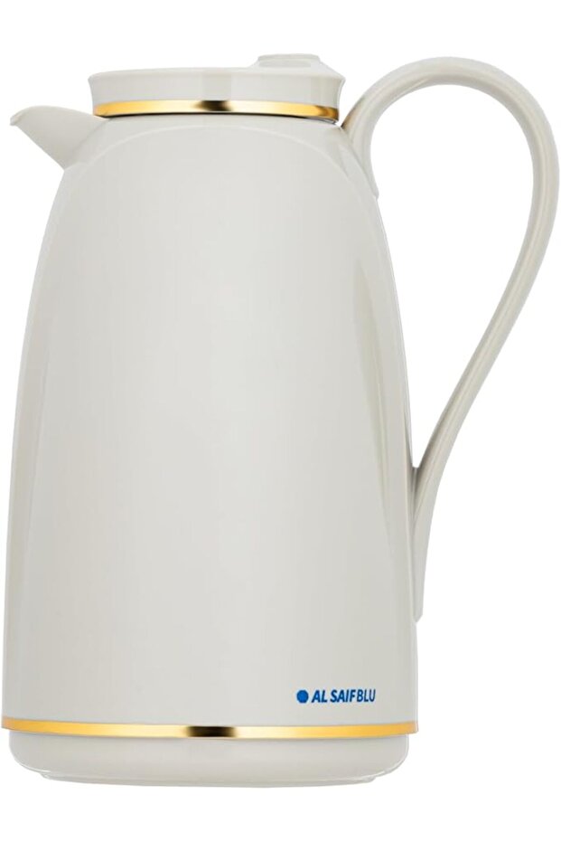 ALSAIF BLU Coffee and Tea Vacuum Flask, leak-proof and keeps drinks hot, 1L, Grey/Gold