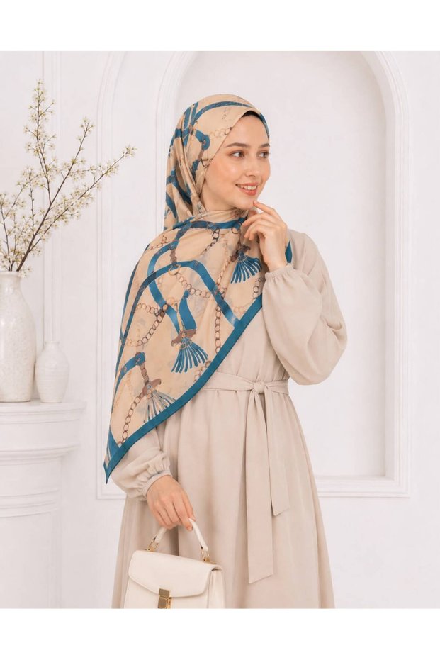 Women's Chain Patterned Shawl Hijab Daily Stylish Patterned Comfortable Use