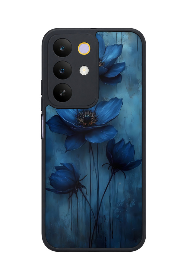 C85 5g Compatible Blue Flower Patterned Camera Protected Shockproof Case