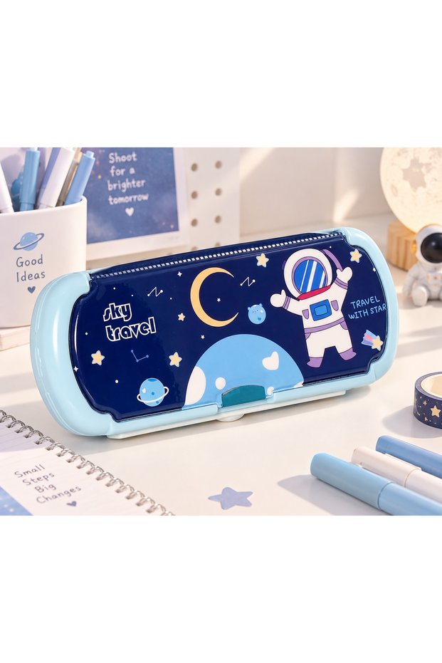 Cute Kawaii Style Cat Rabbit Dinosaur Astronaut Patterned Easy-To-Wipe Practical Magnetic Drawing Board with Pen Girls Boys Primary School Pen Holder Pencil Case