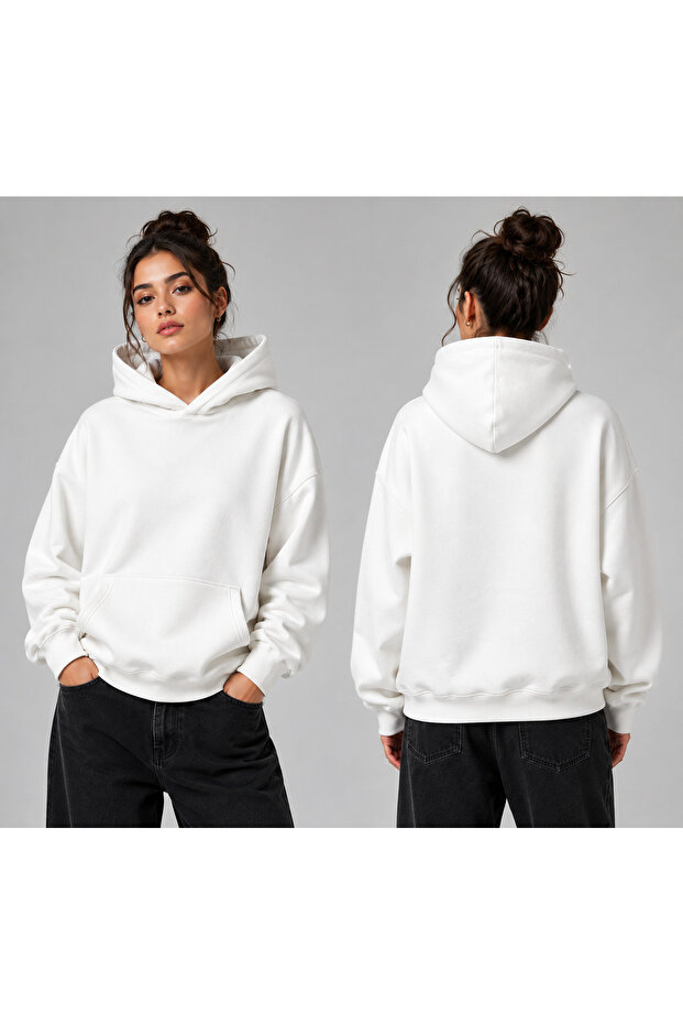 Dompuleri Fashion Unprinted Unisex Oversize Hooded Sweatshirt Hoodie