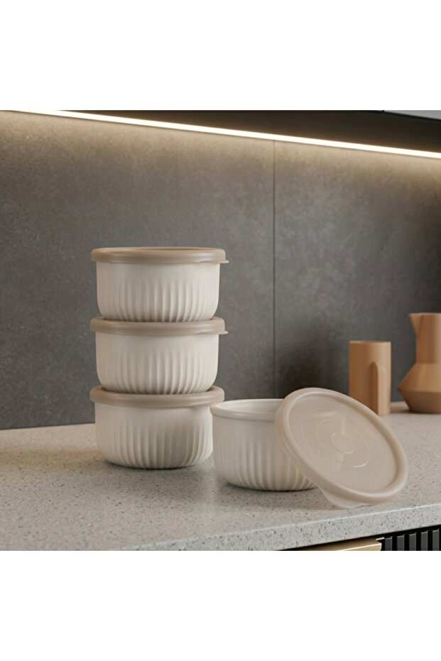 Lucca 4-Piece Storage Container Set - Beige - 10 cm