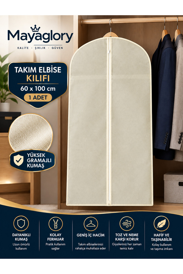 Suit Cover Thick Fabric Gamboç Kılıç Clothes Suit Closet Organizer Organizer Clothes Cover (1 Pc)
