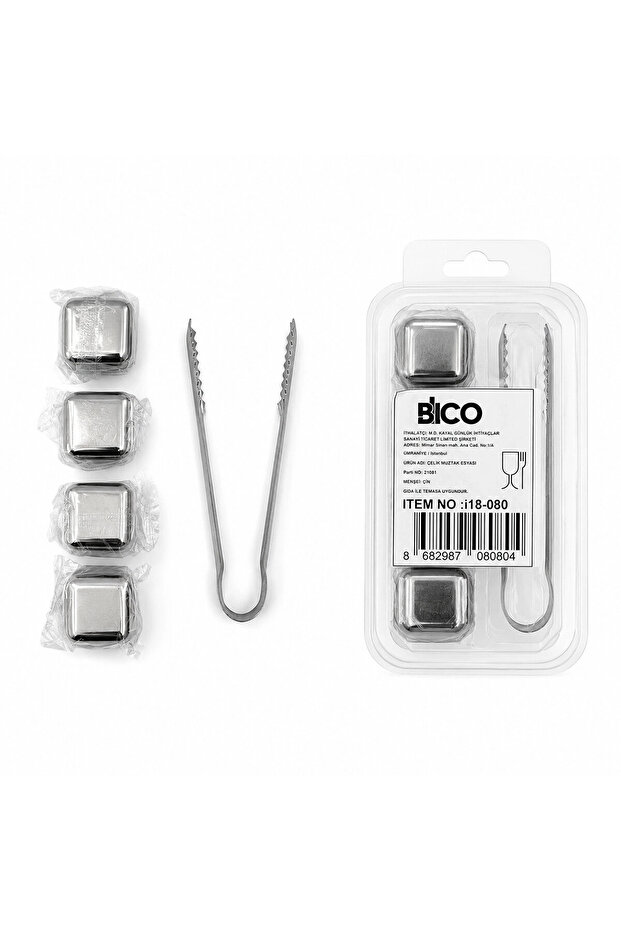 5Pcs = 4 Cubes - Masha Cube Shape Metal Ice Box Bx40