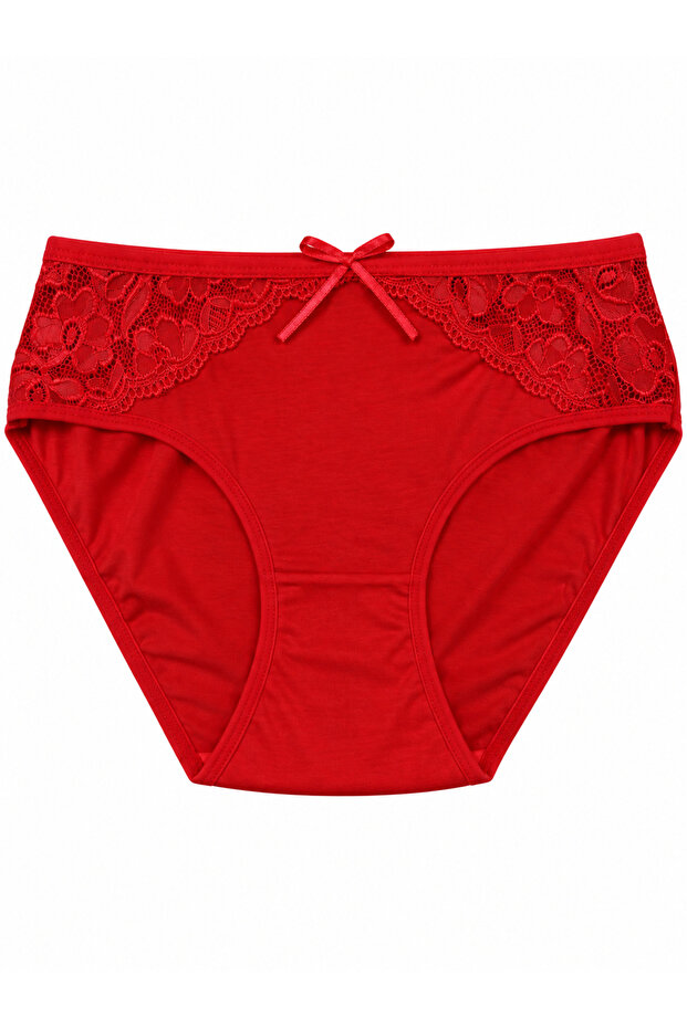 Plus Size Floral Lace Bow Detailed Cotton Women's Panties