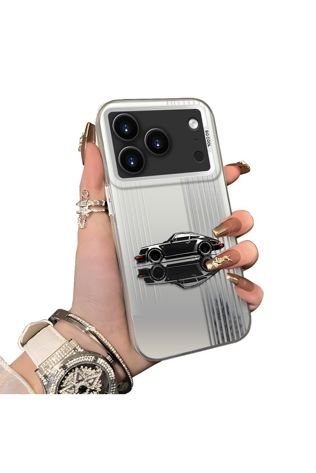 For iPhone 18 Pro Max Compatible Silicone Edge Hard Back Case Sports Car Patterned Couple Phone Case