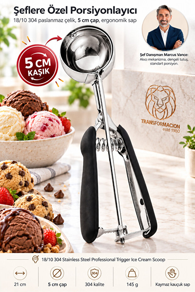 5 cm Slot Mechanism Ice Cream Scoop 304 Stainless Steel Professional Halva Cookie Portioner 723664