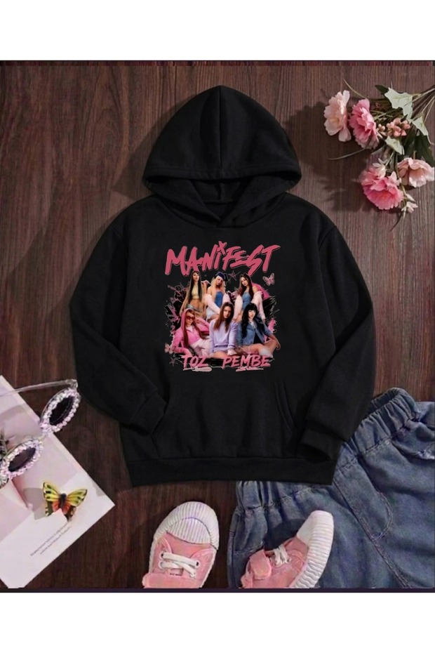 Manifest Printed Unisex Soft Textured Design Oversize 3 Thread Hoodie Sweatshirt