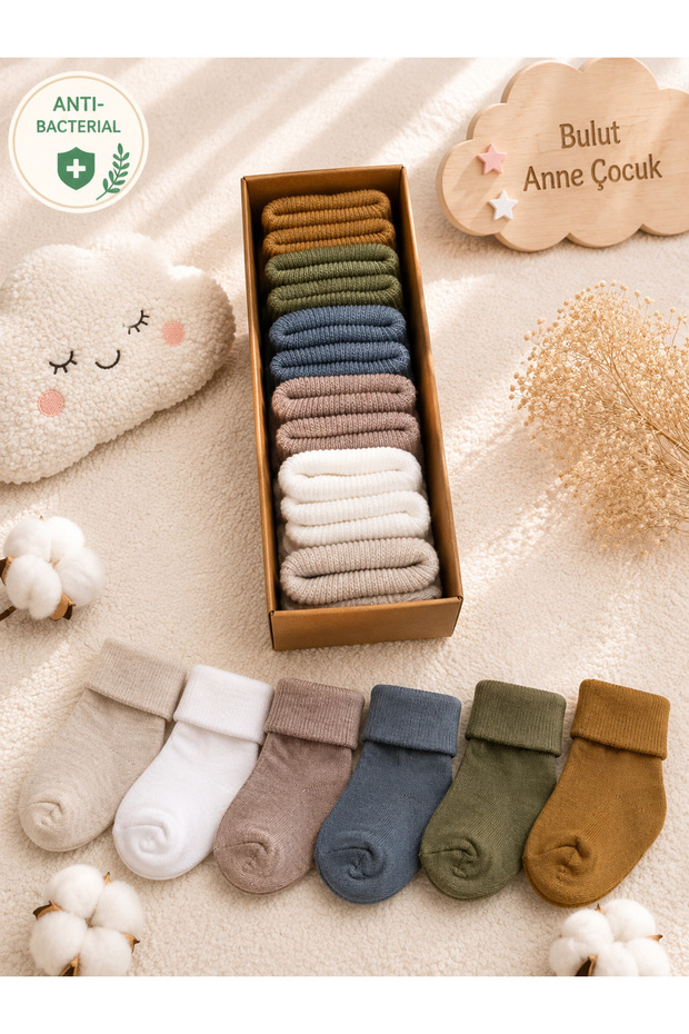 6 Pack Baby Socks Newborn Colorful Solid Color