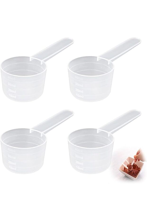 8-Pack Clear 40ml Measuring Scoops - Reusable Plastic Protein Powder Scoopers (30g/40ml), Transparen