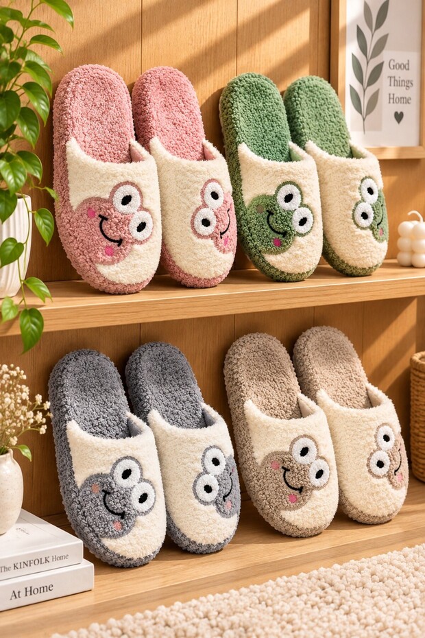 3-Pack Frog Indoor Women's Slippers Home Slippers Soundproof Sole Soft Comfortable Slippers