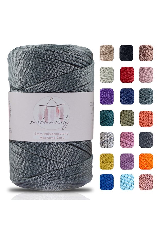 2 Mm - 200 gr Polyester Macrame Thread Gray 230 M Polyester Macrame Thread Suppla Rope And Bag Thread