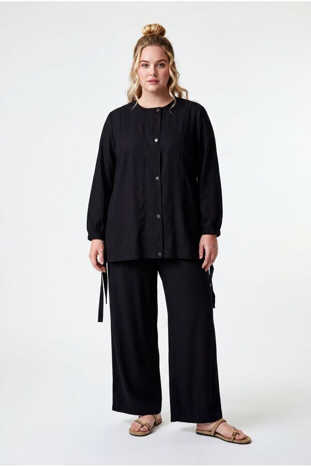 Large Size Zippered Pocket Jacket